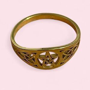 Gold Celtic Pentagram Cutout Ring - Women Jewelry